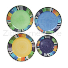 Stoneware Hand-Painted Dinner Plate (TM7314)